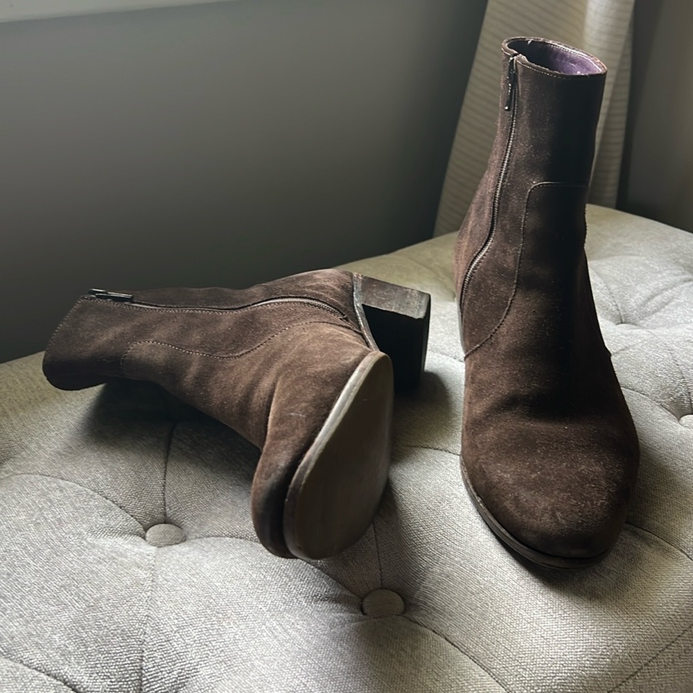 DP James London brown suede Cuban heels